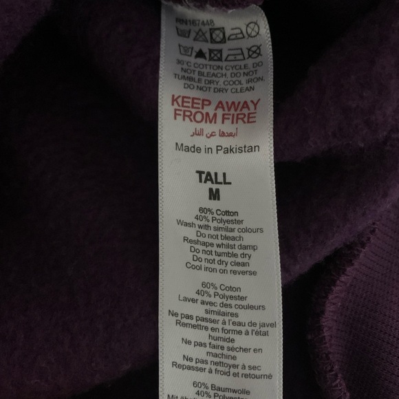 Purple Medium Tall Oversized Hoodie with Star Sleeve Design, Preloved, P2P 27” - Picture 7 of 7